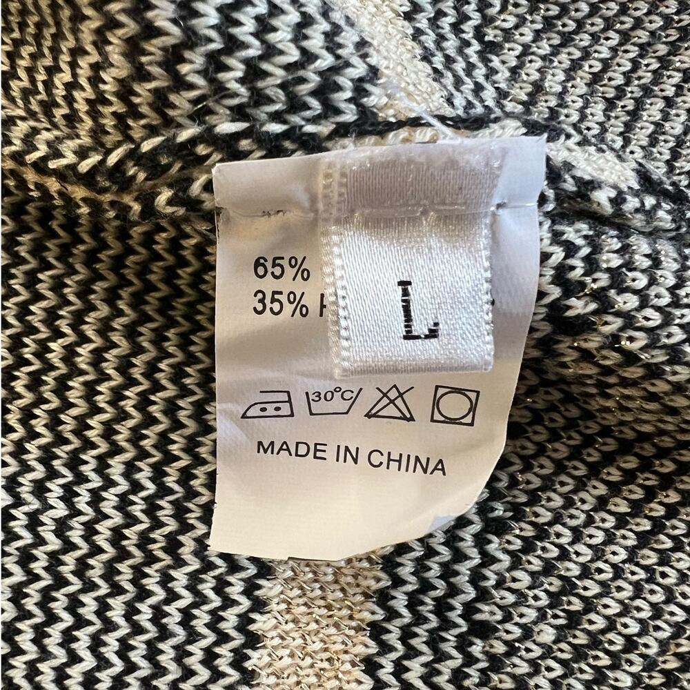 Fringed Aztec Print Open Front Cardigan Size L - image 5